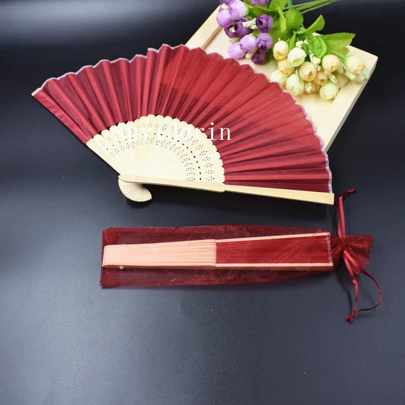 20/80pcs Personalized Wedding Favors for Guest Folded Hand Fans with Organza Gift Bag