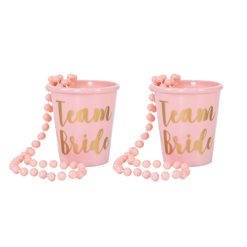 Team Bride To Be Cup Bachelorette Hen Party Plastic Shot Glasses Necklace For Wedding Bridal Shower Party Decor Bridesmaids Gift