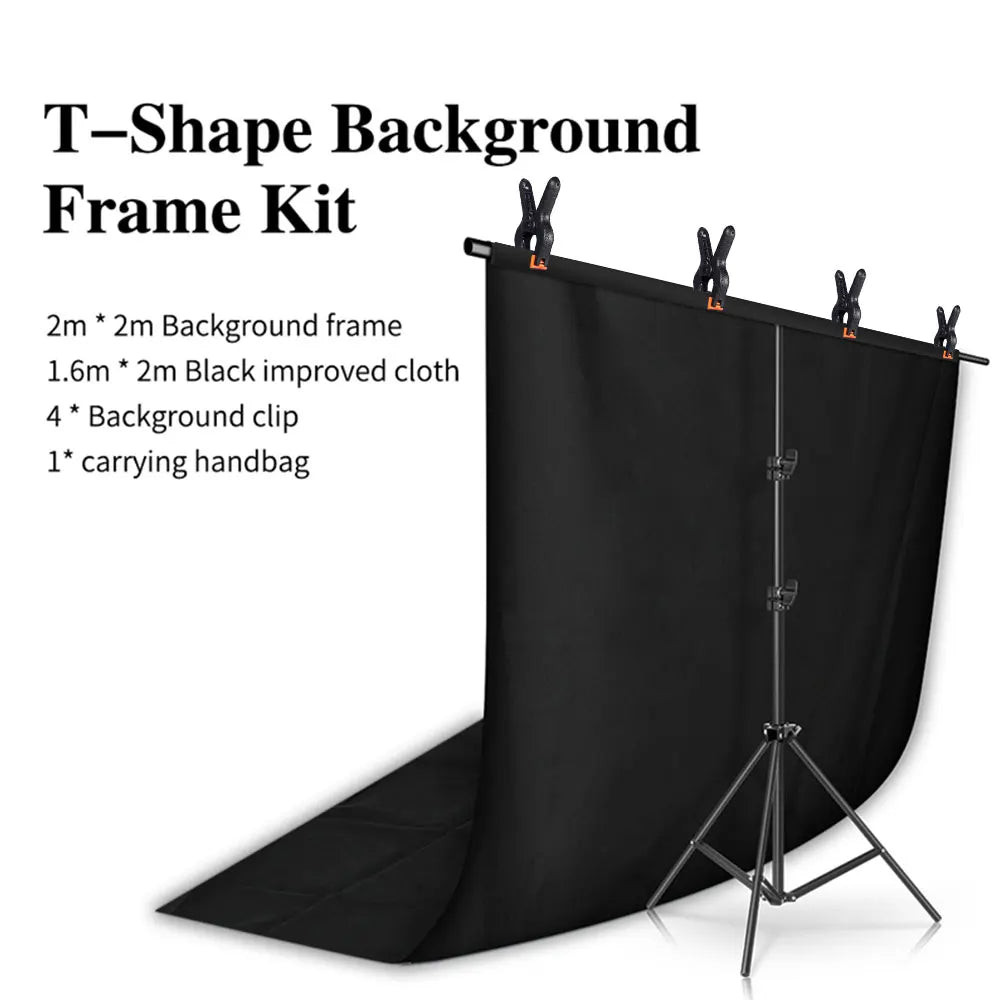 SH T-Shape Backdrop Stand Kit with Background Cloth Video Chroma Key Green Screen Frame Stand For Photography Photo Studio Props