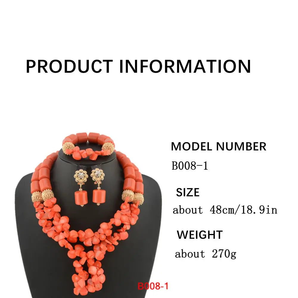 Traditional Nigerian Wedding Artificial Coral Beads Bridal Jewelry Sets African Beads Jewelry Necklace Set