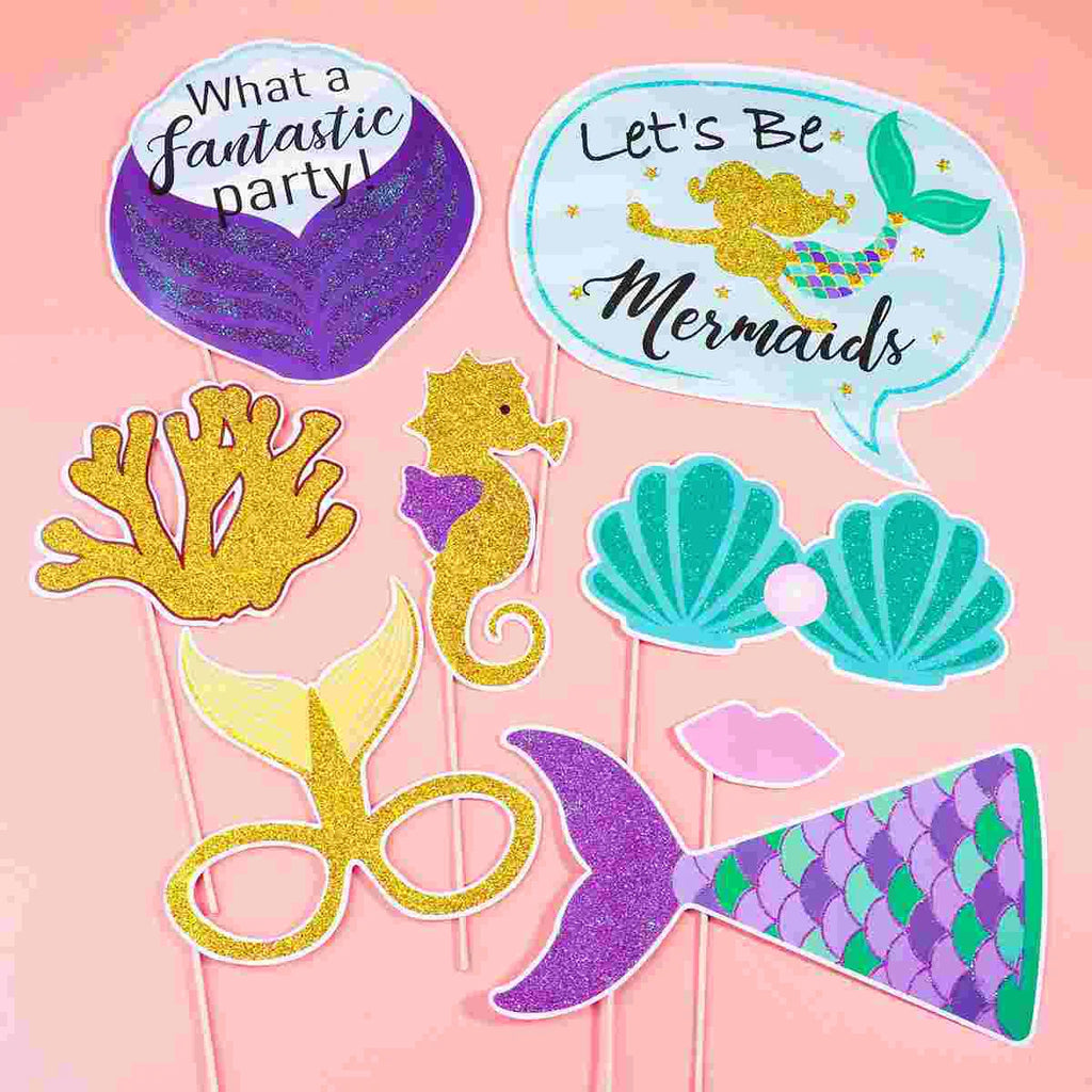 18 Styles Mermaid Props Photo Booth Accessory Birthday Decor Favor Supplies Handheld Camera Props Party Photo Booth Decorations