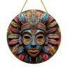 Unique African Mask Circular Wooden Sign with Artistic Design, Suitable for Home, Caf É, Bar, Office, Party Decoration, Gifts