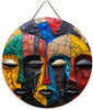 Unique African Mask Circular Wooden Sign with Artistic Design, Suitable for Home, Caf É, Bar, Office, Party Decoration, Gifts