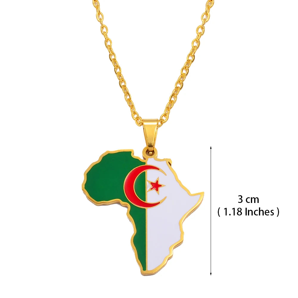 Anniyo 3CM Hip-hop Africa Map Pendant Necklaces Stainless Steel Algeria Morocco Egypt Tunisia Libay Jewelry #316621