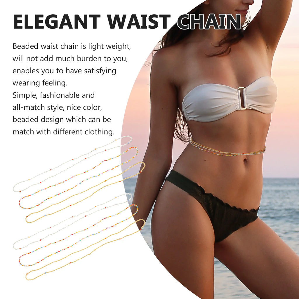 6 Pcs Belly Waist Chain Bead Fashion Trousers Beaded Chains Stylish Clothing Ladies Belt Beach Women's Belts Decorate Accessory