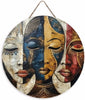 Unique African Mask Circular Wooden Sign with Artistic Design, Suitable for Home, Caf É, Bar, Office, Party Decoration, Gifts