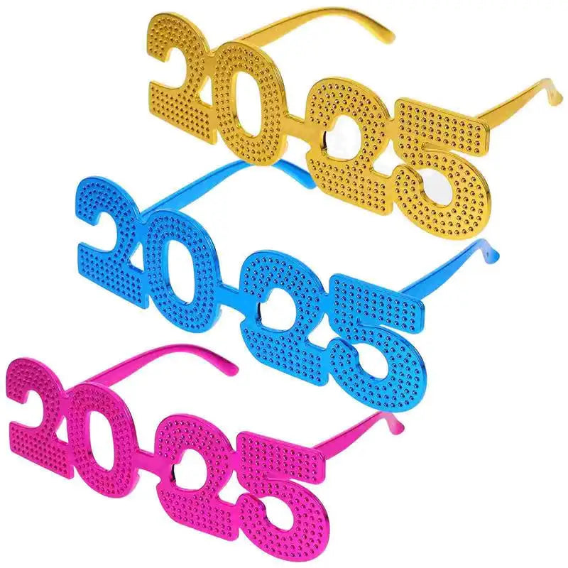 3Pcs New Year Theme Eyeglasses Novelty 2025 Molding Party Glasses Photo Booth Props New Year Celebration Number Eyeglasses