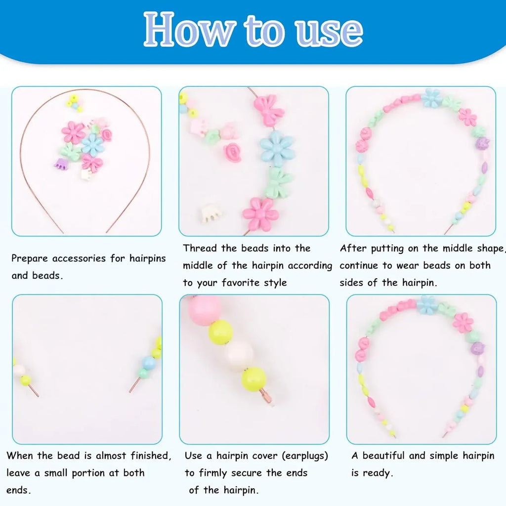 Colorful Plastic Beads Set Bracelets Making Kit Threading Gift for Kid Girl Birthday DIY Necklaces Hairband Jewelry Arts Craft