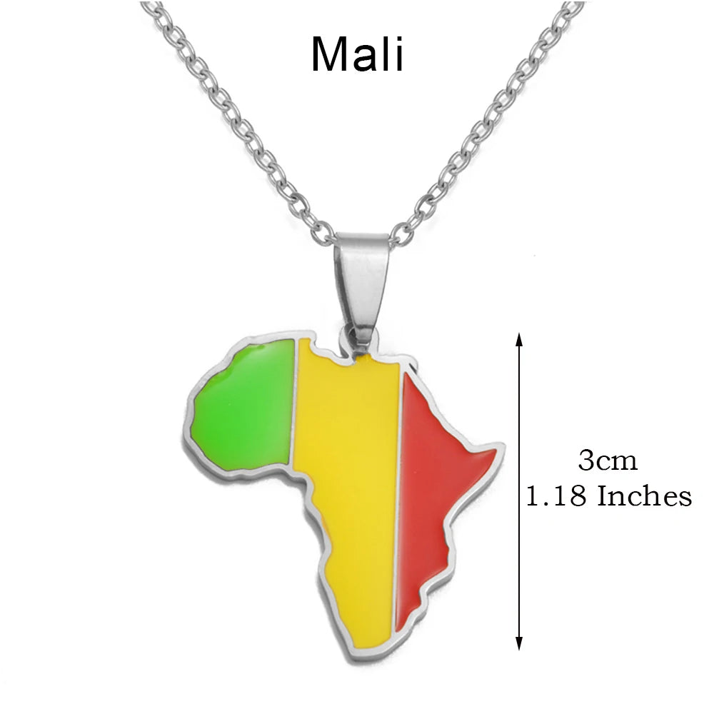 Anniyo 3CM Hip-hop Africa Map Pendant Necklaces Stainless Steel Algeria Morocco Egypt Tunisia Libay Jewelry #316621