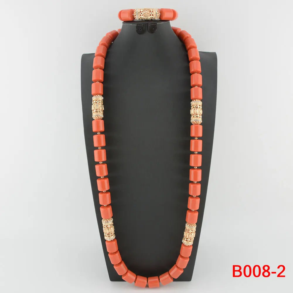 Traditional Nigerian Wedding Artificial Coral Beads Bridal Jewelry Sets African Beads Jewelry Necklace Set