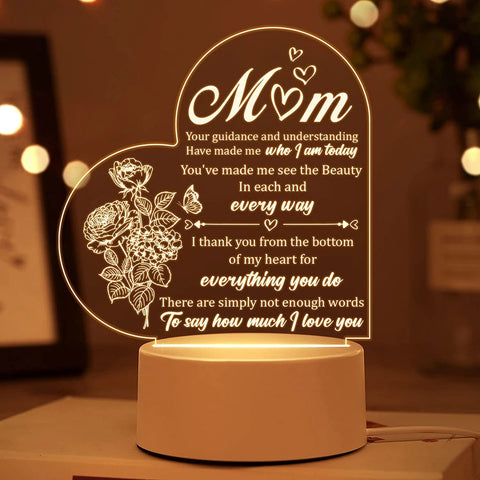 LED Night Light for Home Room Decoration, Decoração de festa de aniversário, Presente para crianças, Novo, Para minha mãe