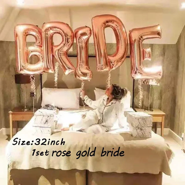 32Inch Bride To Be Balloon Big Rose Gold Silver Letters Foil Ballon Wedding Decorations Bridal Shower Bachelor Party Supplies