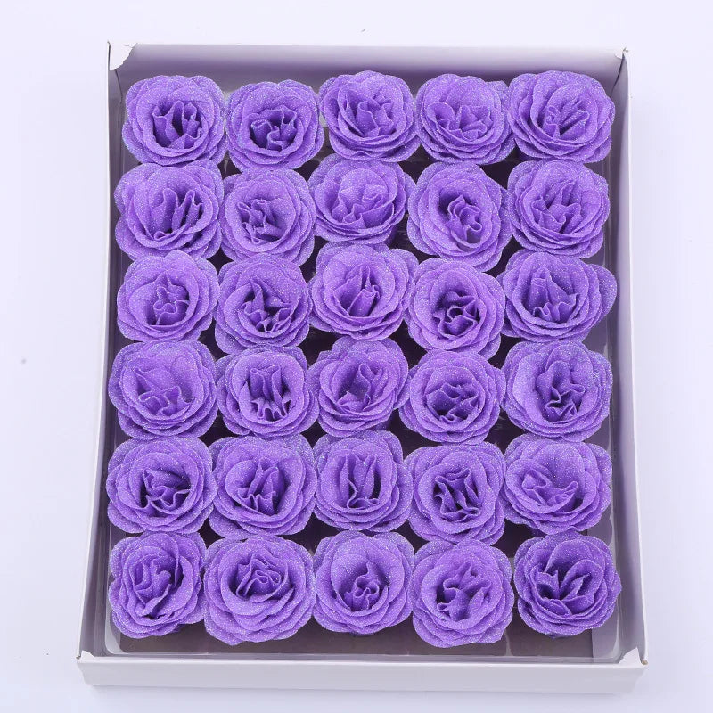 10/20/30/50pcs 7cm Valentine Rose head Glitter artificial flower roses for wife mother gift Wedding birthday DIY refined bouquet