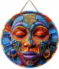 Unique African Mask Circular Wooden Sign with Artistic Design, Suitable for Home, Caf É, Bar, Office, Party Decoration, Gifts