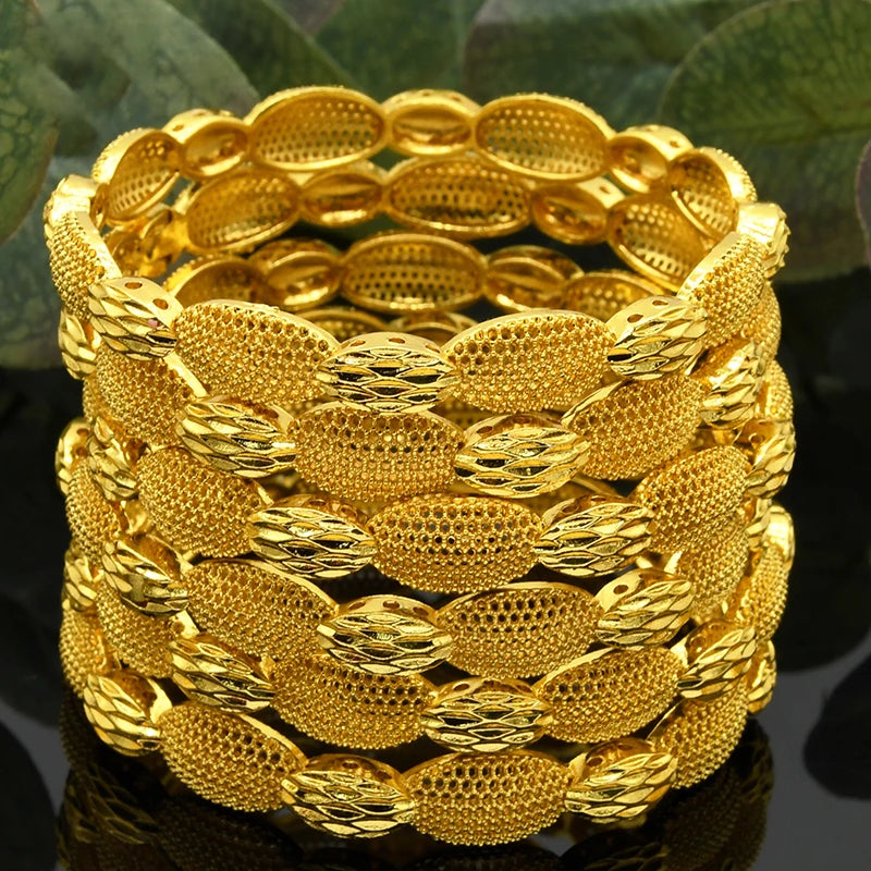 Luxury Dubai 24K Gold Color Bangles For Women Indian African Bracelets Charm Wedding Ethiopian Arabic Hand Jewelry Party Gifts