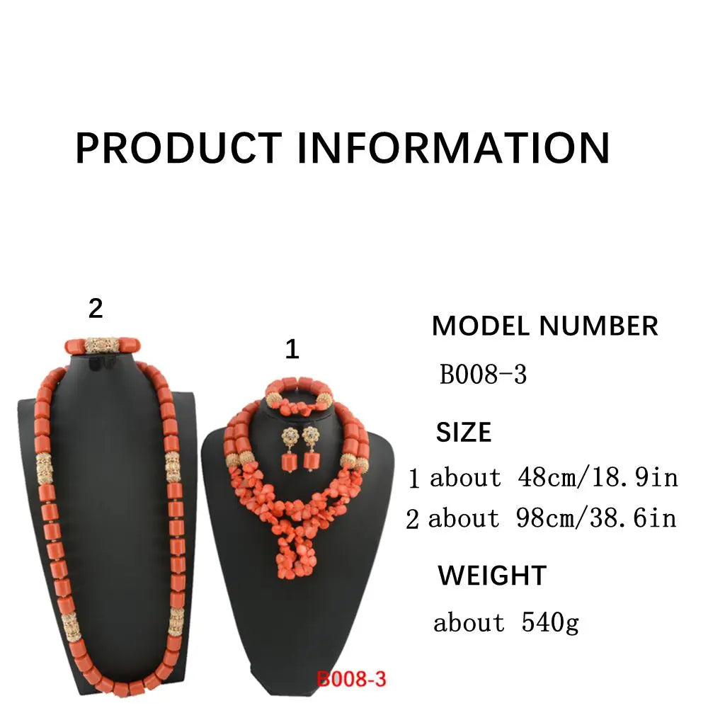 Traditional Nigerian Wedding Artificial Coral Beads Bridal Jewelry Sets African Beads Jewelry Necklace Set