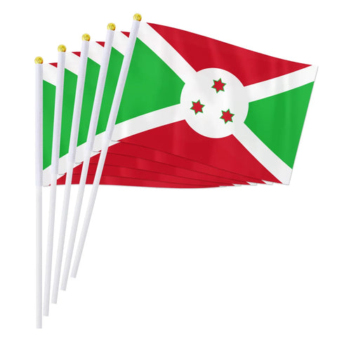 14*21cm Burundi Hand Flag, Burundian National Flag World African Countries Hand Held Small Waving Flag