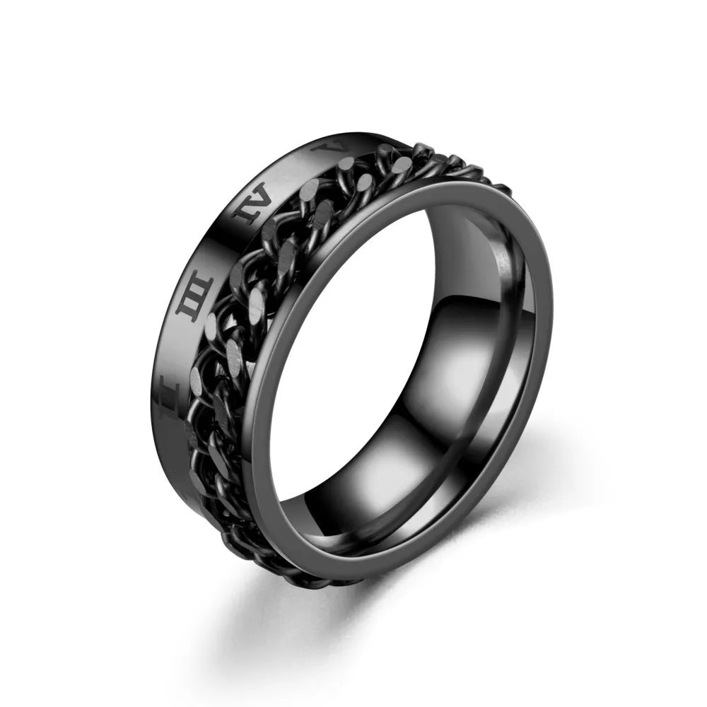 Titanium Steel Rotatable Chain Rings for Women Men Spinner Ring Decompression Multifunctional Chain Ring Bottle Opener Ring Gift