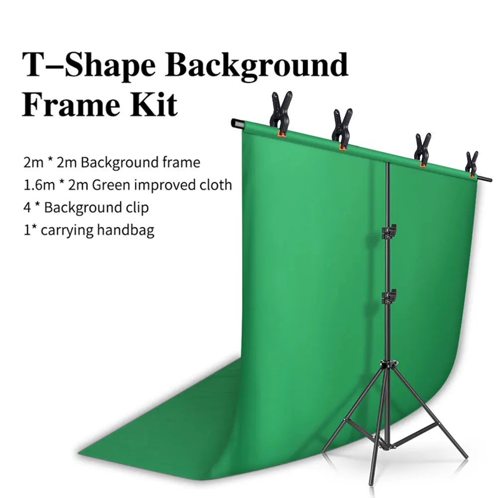 SH T-Shape Backdrop Stand Kit with Background Cloth Video Chroma Key Green Screen Frame Stand For Photography Photo Studio Props