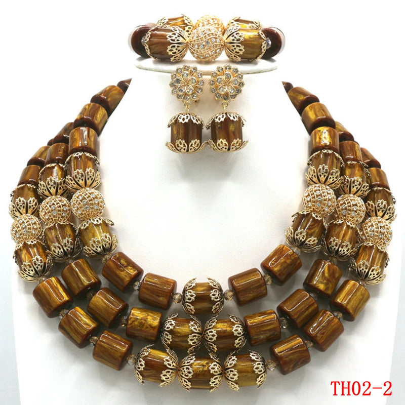 African Beads Wedding Necklace Set Artificial Coral Beads Jewelry Set Wholesale Nigeria Bride Wedding