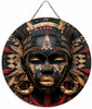 Unique African Mask Circular Wooden Sign with Artistic Design, Suitable for Home, Caf É, Bar, Office, Party Decoration, Gifts