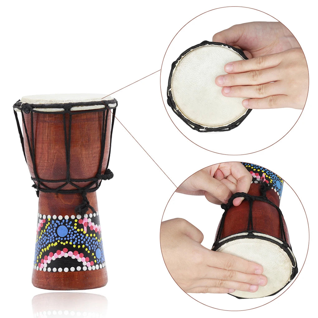 4 Inches African Drum Musical Instrument Teaching Props Bango Atmosphere Props Practicing Hand Drums for Party Bar House Church