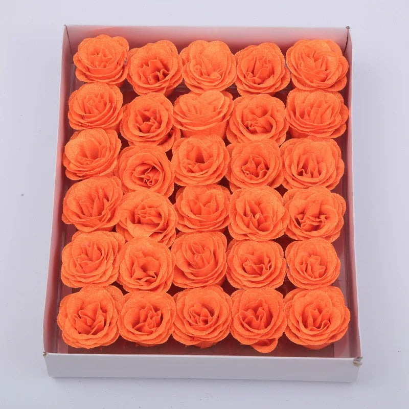 10/20/30/50pcs 7cm Valentine Rose head Glitter artificial flower roses for wife mother gift Wedding birthday DIY refined bouquet