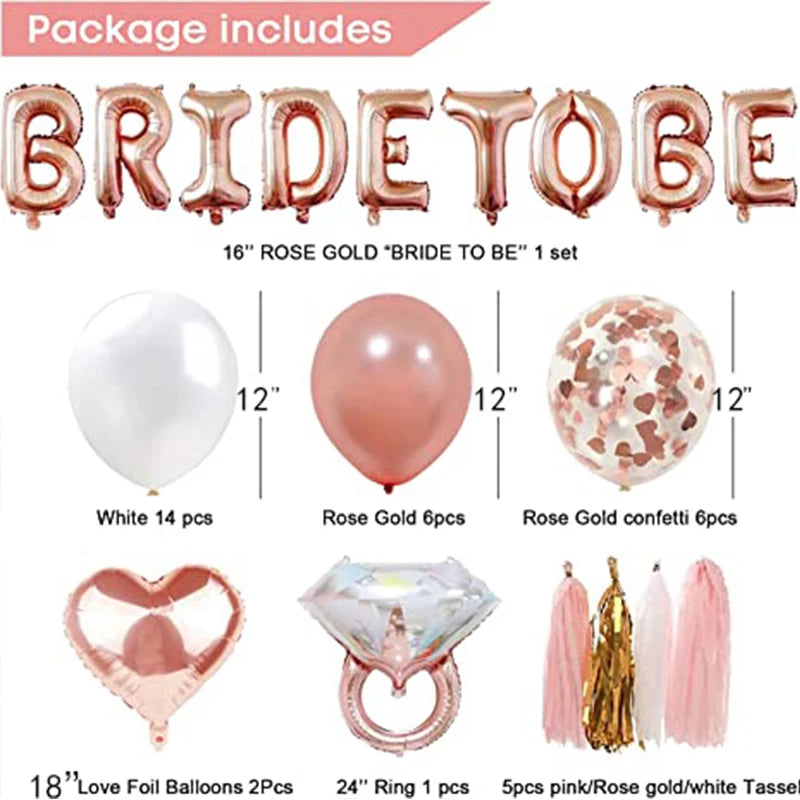 Bachelorette Party Decorations Kits Rose Gold Bridal Shower Party Decor and Bride to Be Balloons Supplies for Bridal Shower