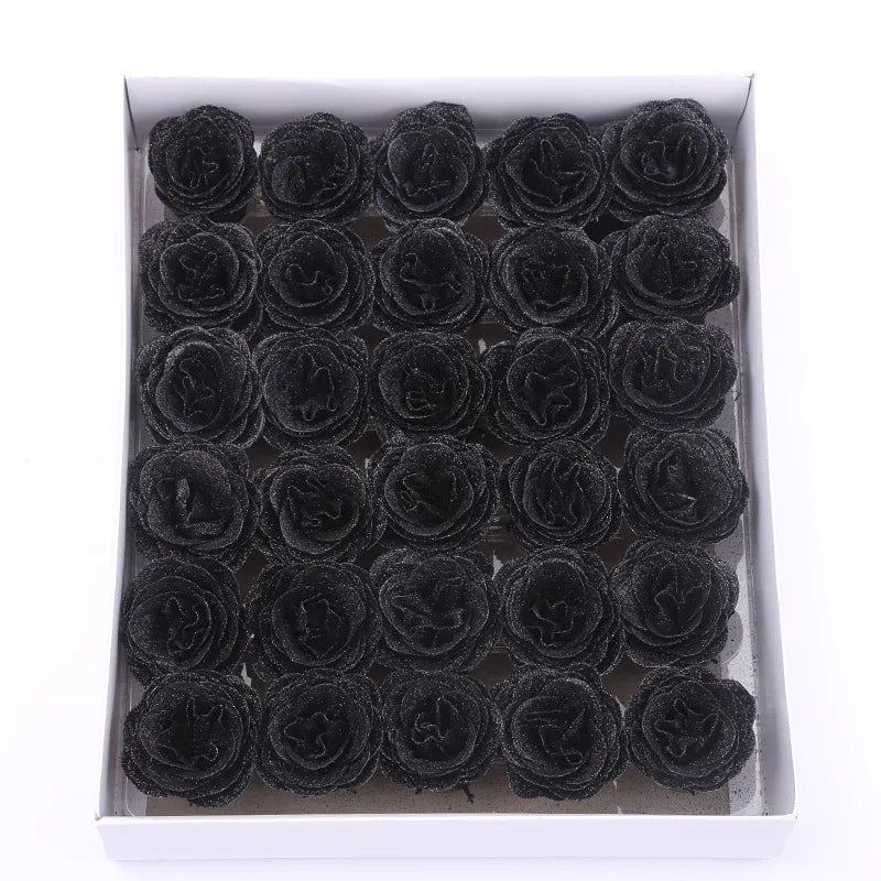 10/20/30/50pcs 7cm Valentine Rose head Glitter artificial flower roses for wife mother gift Wedding birthday DIY refined bouquet