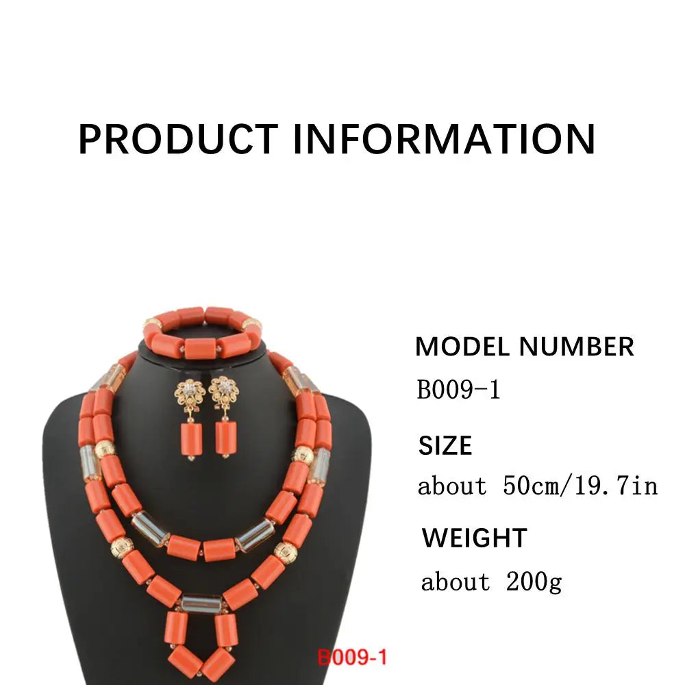 Traditional Nigerian Wedding Artificial Coral Beads Bridal Jewelry Sets African Beads Jewelry Necklace Set