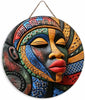 Unique African Mask Circular Wooden Sign with Artistic Design, Suitable for Home, Caf É, Bar, Office, Party Decoration, Gifts