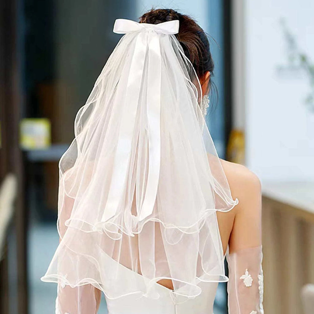 1pcs Bridal Veils Headscarf Ivory White Veil Wedding Birthday Party Decoration Bridal Shower Engagement Dinner Hair Accessories