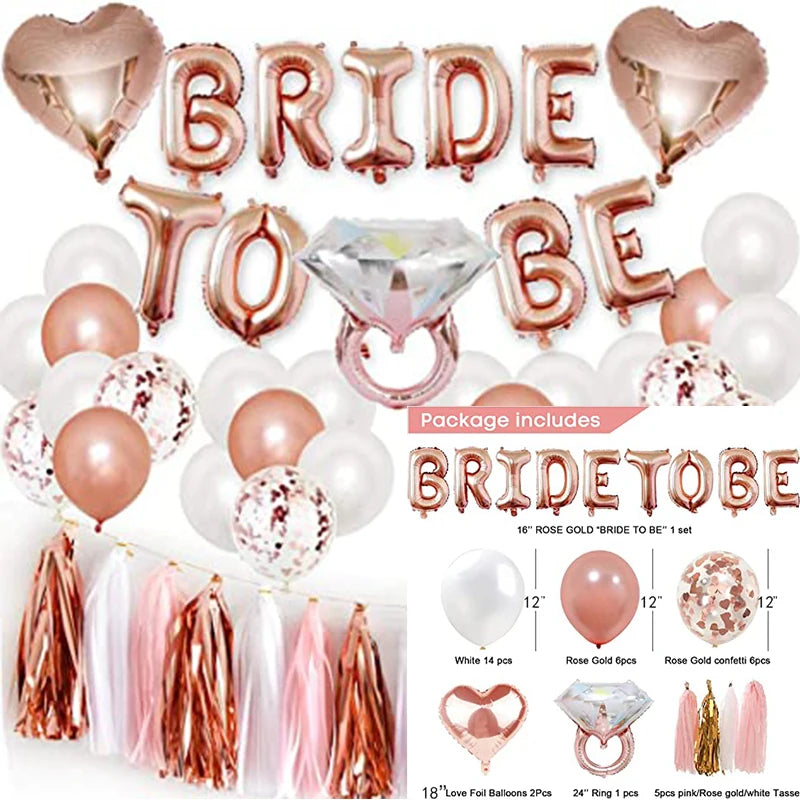 Bachelorette Party Decorations Kits Rose Gold Bridal Shower Party Decor and Bride to Be Balloons Supplies for Bridal Shower