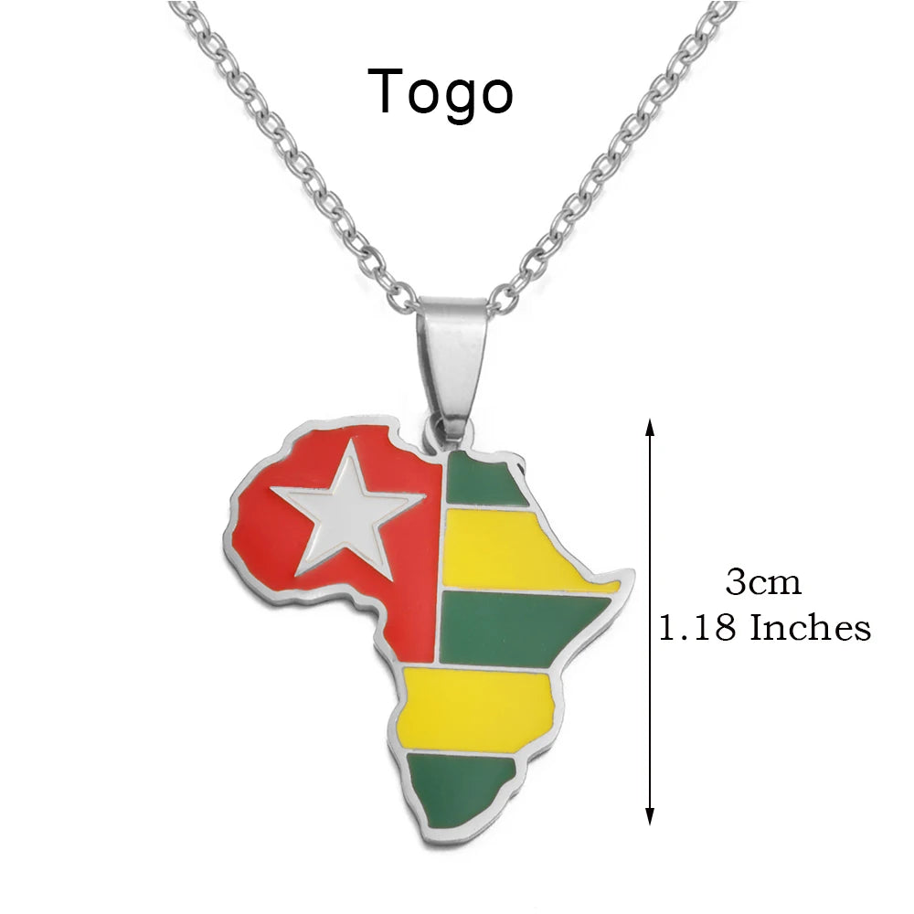 Anniyo 3CM Hip-hop Africa Map Pendant Necklaces Stainless Steel Algeria Morocco Egypt Tunisia Libay Jewelry #316621