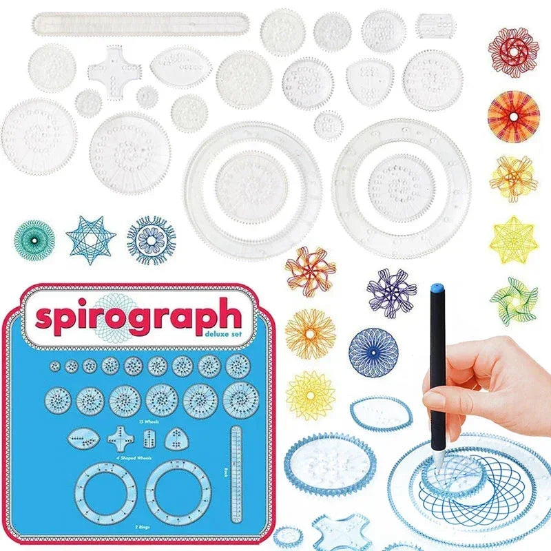 22pcs Spirograph Design Arts Craft Kit Spiral Art Drawing Kit Geometric Ruler Drafting Tools Kids Educational Drawing Toys