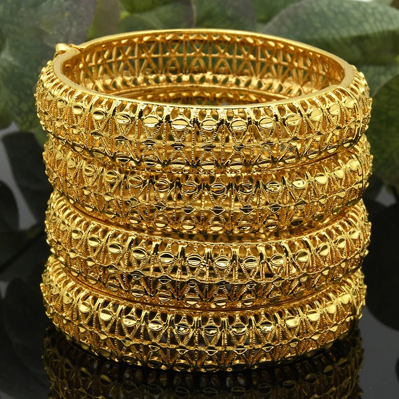 Luxury Dubai 24K Gold Color Bangles For Women Indian African Bracelets Charm Wedding Ethiopian Arabic Hand Jewelry Party Gifts