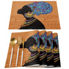 African Black Woman Giraffe Placemat Wedding Party Dining Decor Linen Table Mat Kitchen Accessories Table Napkin