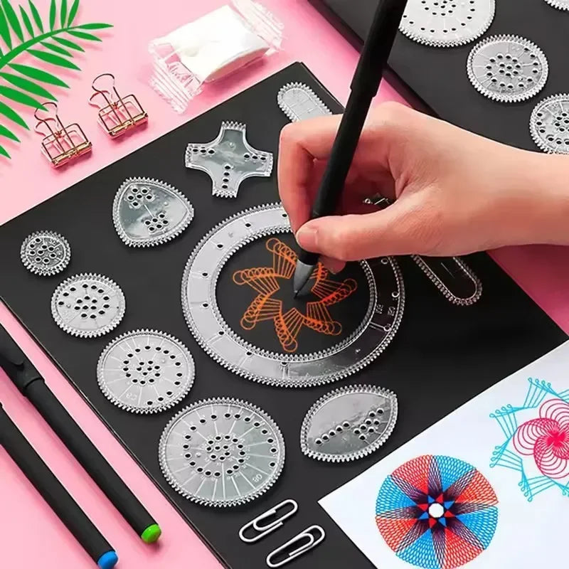 22pcs Spirograph Design Arts Craft Kit Spiral Art Drawing Kit Geometric Ruler Drafting Tools Kids Educational Drawing Toys