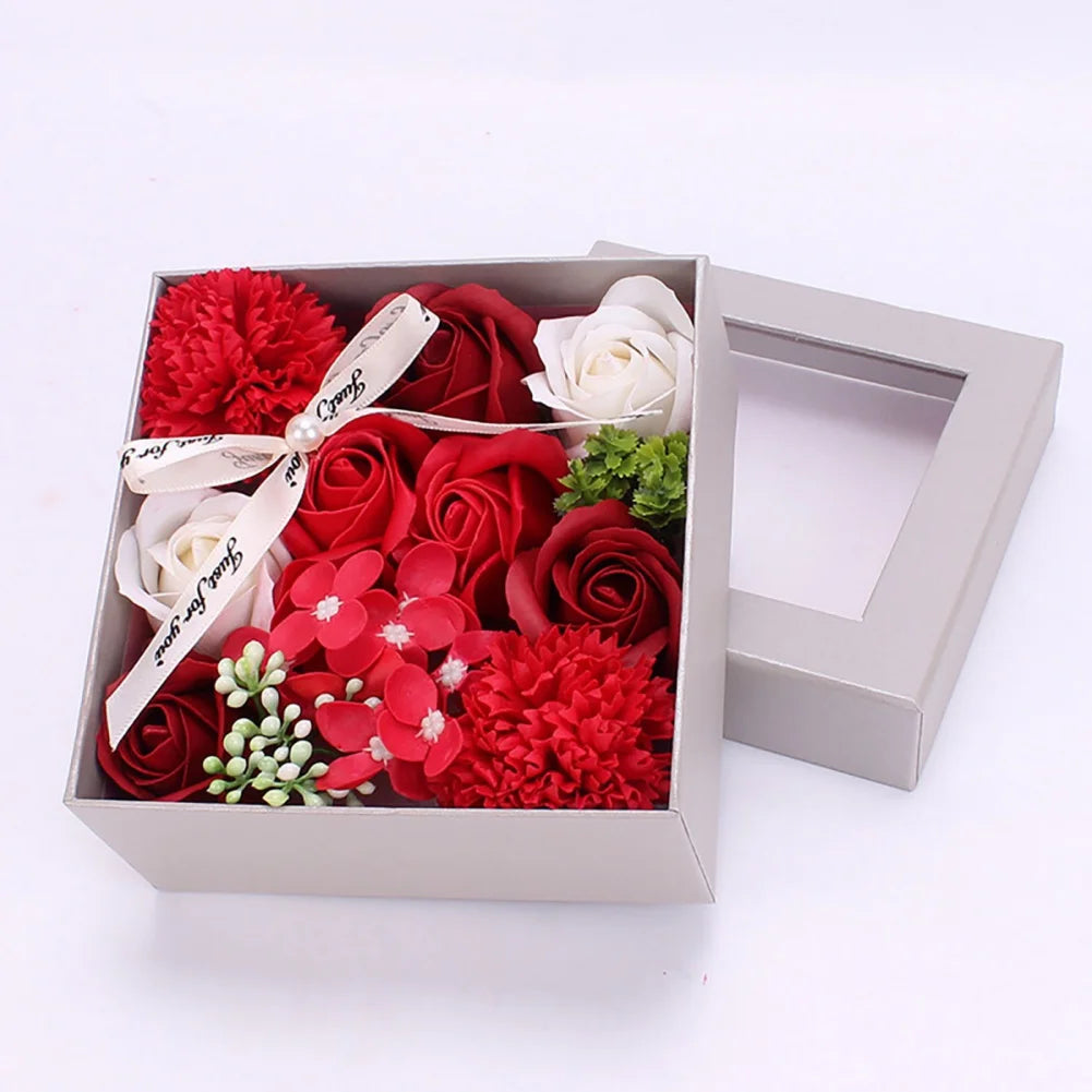 Creative Artificial Soap Flower Rose Flower Head Decor Flower Box Essential Wedding Bouquet Valentine'S Day Holding Flower Gifts