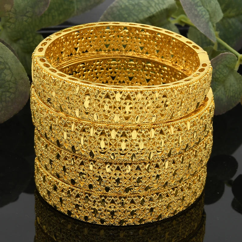 Luxury Dubai 24K Gold Color Bangles For Women Indian African Bracelets Charm Wedding Ethiopian Arabic Hand Jewelry Party Gifts