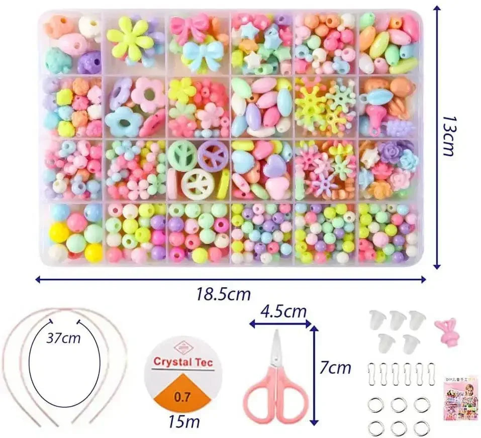 Colorful Plastic Beads Set Bracelets Making Kit Threading Gift for Kid Girl Birthday DIY Necklaces Hairband Jewelry Arts Craft