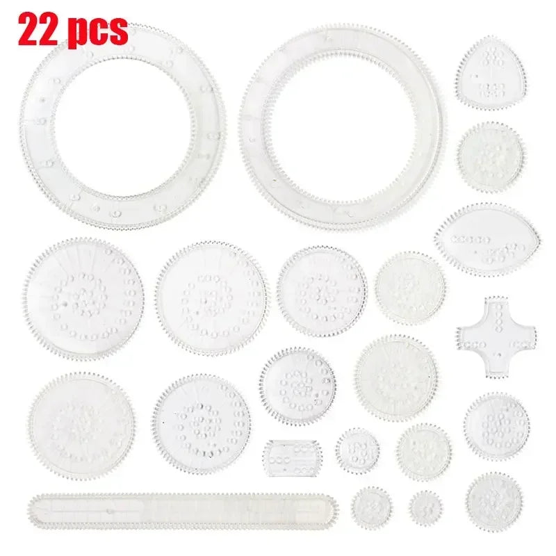 22pcs Spirograph Design Arts Craft Kit Spiral Art Drawing Kit Geometric Ruler Drafting Tools Kids Educational Drawing Toys