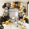 Black and Gold Balloons Garland Arch Kit With Gold Confetti Balloons For New Years Wedding Birthday Party Decoration Anniversary