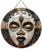 Unique African Mask Circular Wooden Sign with Artistic Design, Suitable for Home, Caf É, Bar, Office, Party Decoration, Gifts