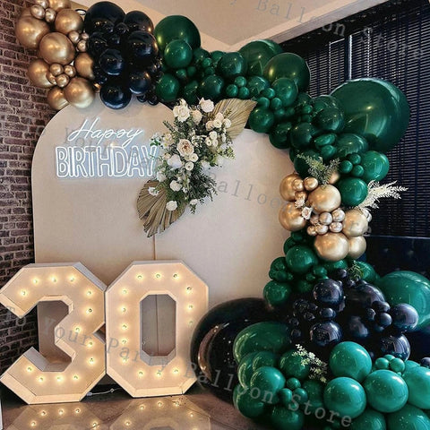 Dark Green Balloon Garland  Arch Kit Wedding Birthday Party Decor Black Golden Latex Balloon Anniversary Graduation Prom Decor