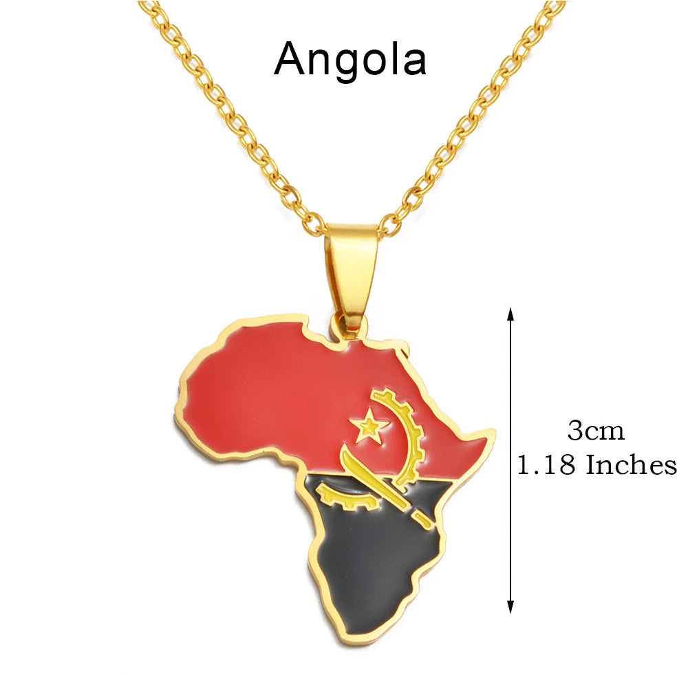 Anniyo 3CM Hip-hop Africa Map Pendant Necklaces Stainless Steel Algeria Morocco Egypt Tunisia Libay Jewelry #316621