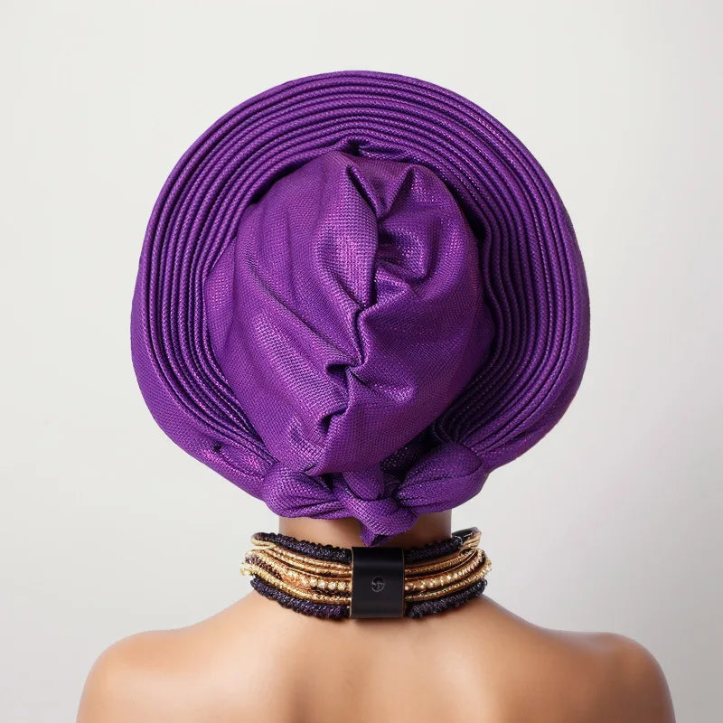 New Fashion African Women Folding Headwraps Cap Indian Hat Luxury Ethnic Style Headband Nigerian Wedding Party Headwear Bonnet