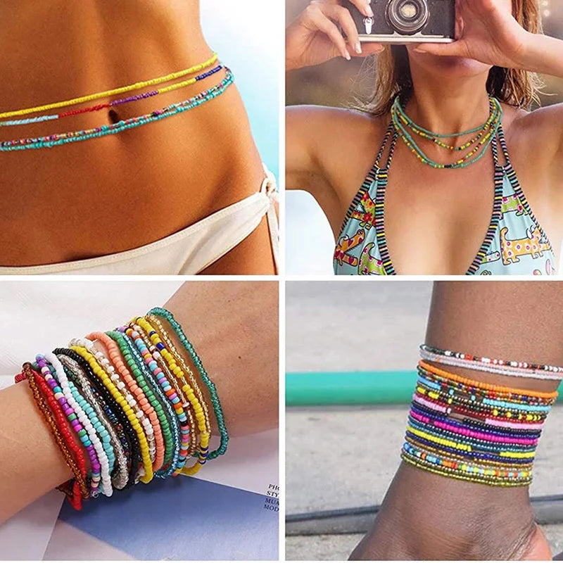 1pc Fashion Bohemian Waist Chain Creative Beads Decor Waist Jewelry Belly Chain For Women Girls Jewelry Necklace Anklet Bracelet