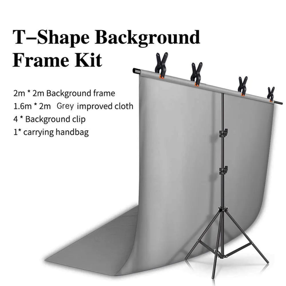 SH T-Shape Backdrop Stand Kit with Background Cloth Video Chroma Key Green Screen Frame Stand For Photography Photo Studio Props