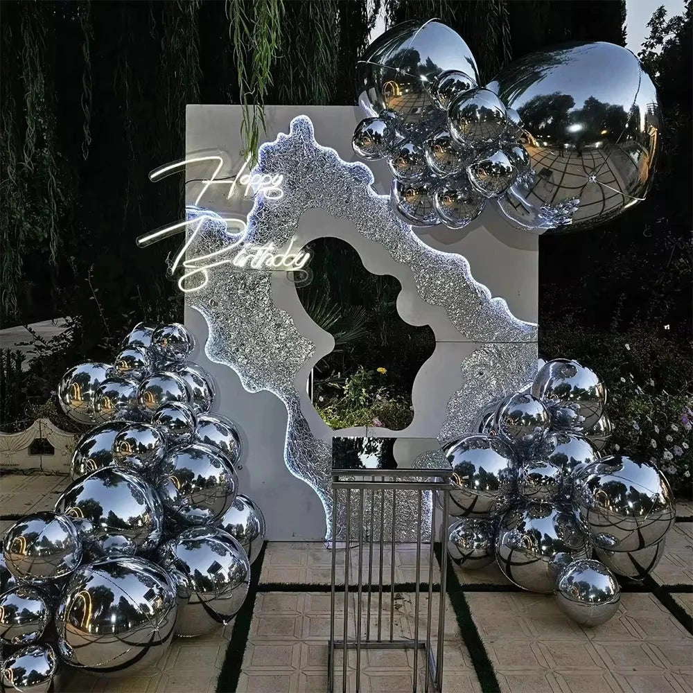 Giant 4D Foil Balloon Silver Arch Balloon Garlands Set for Gorgeous Decorations Surprise Parties Birthday Wedding Decorations